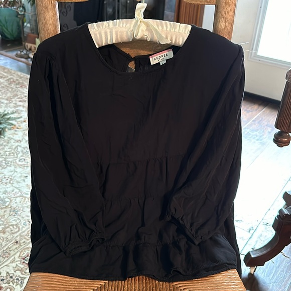 Andree Black Blouse Size Large - Picture 3 of 7